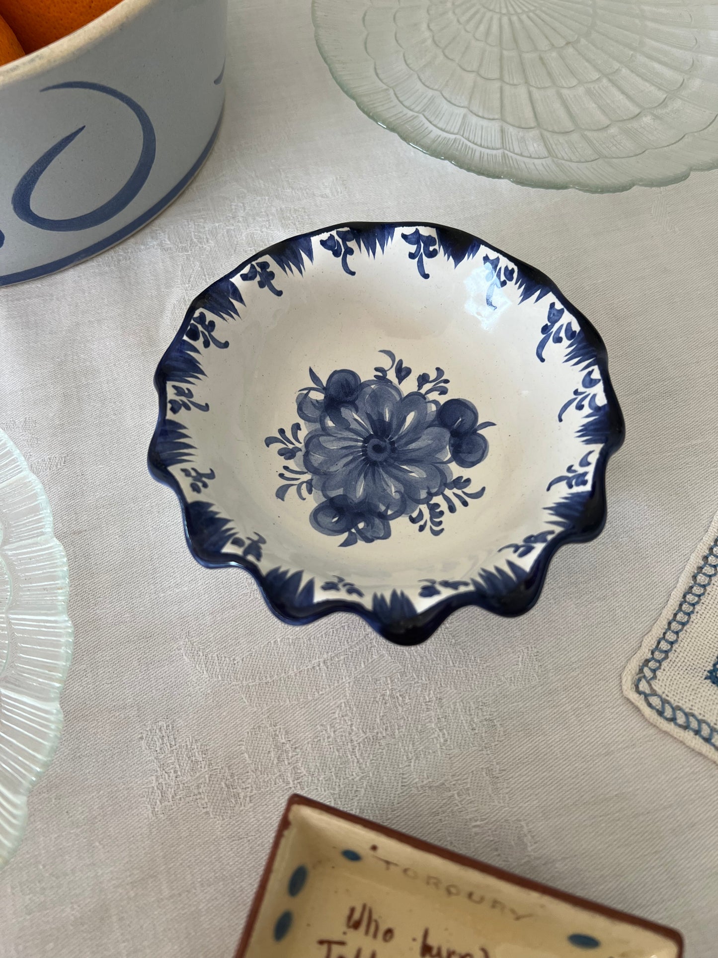 Hand painted floral trinket dish