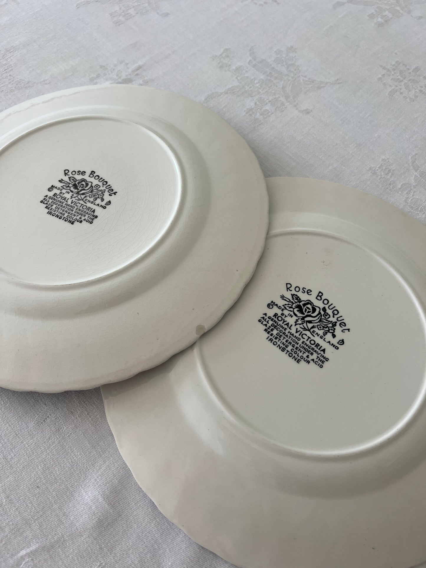 Royal victoria rose bouquet dinner plates