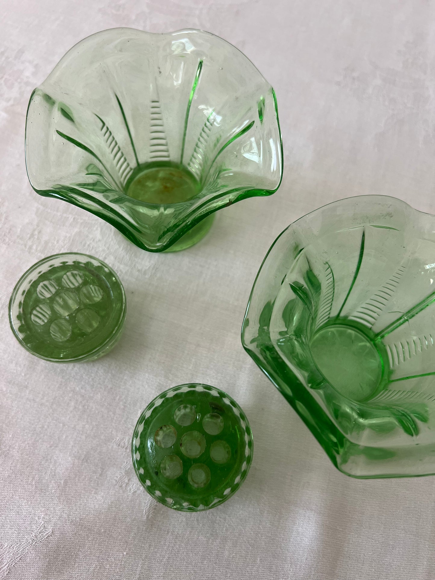 Pressed glass flower frogs