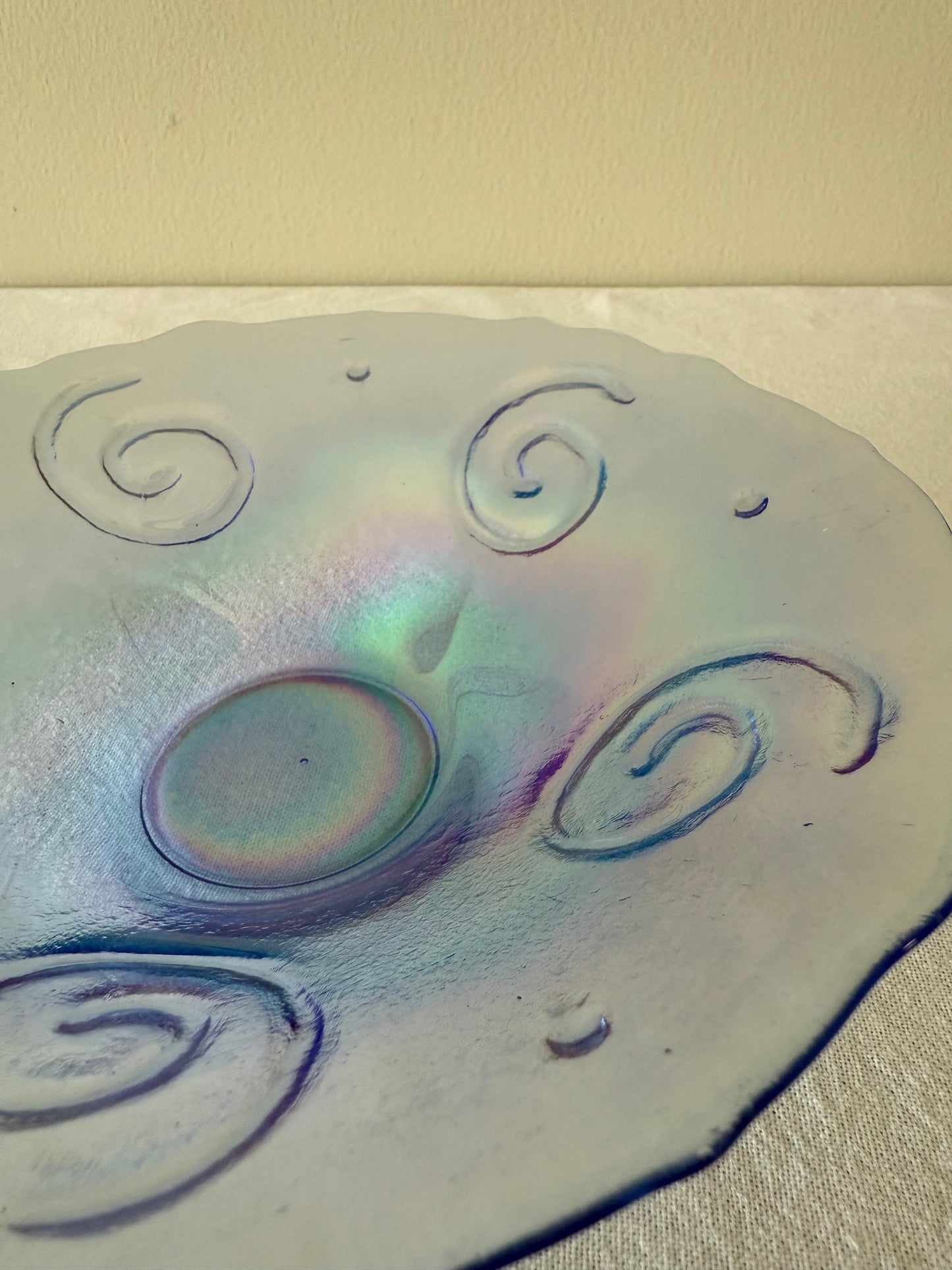 Purple swirl glass bowl