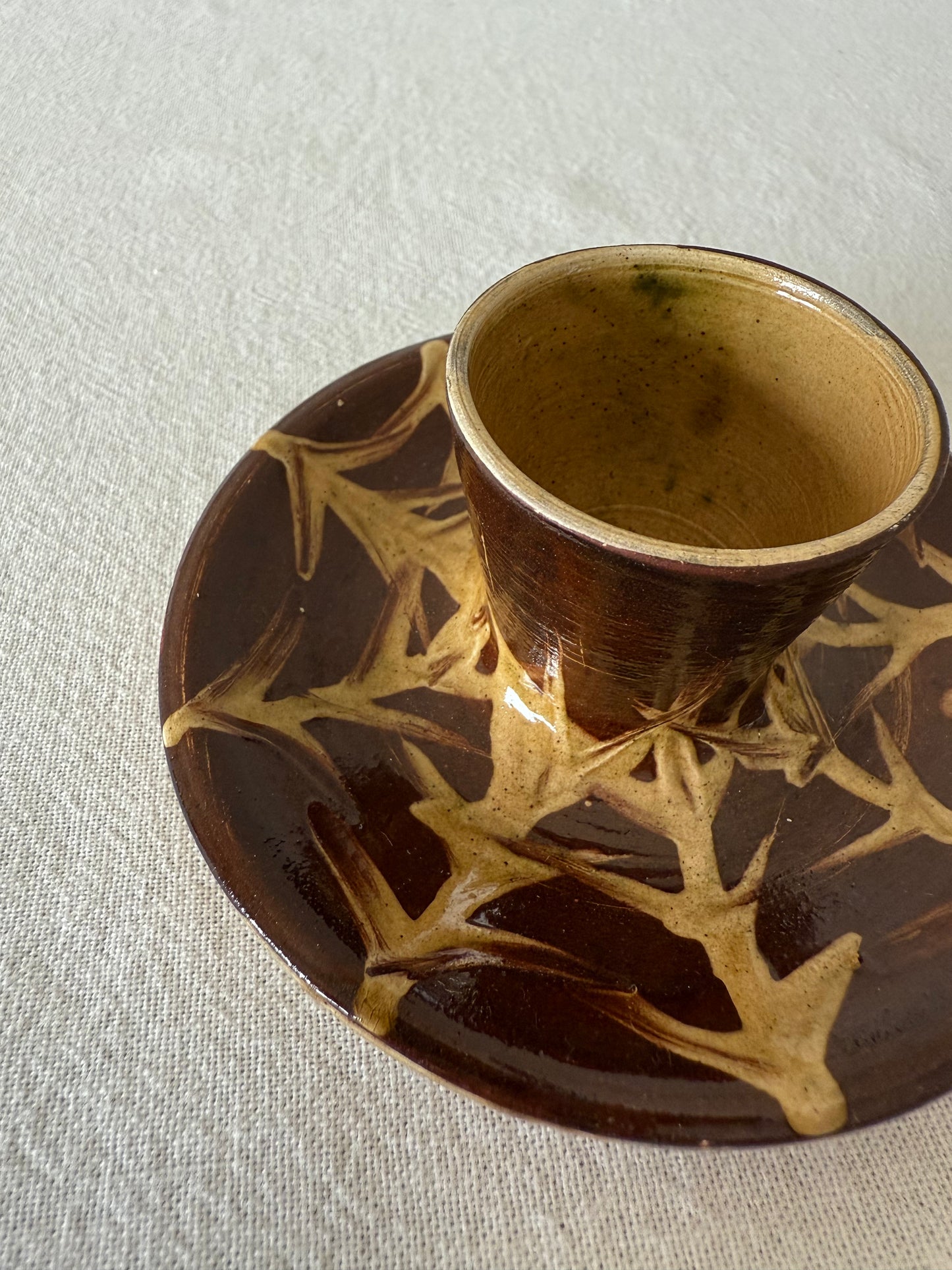 Ceramic egg cup in brown