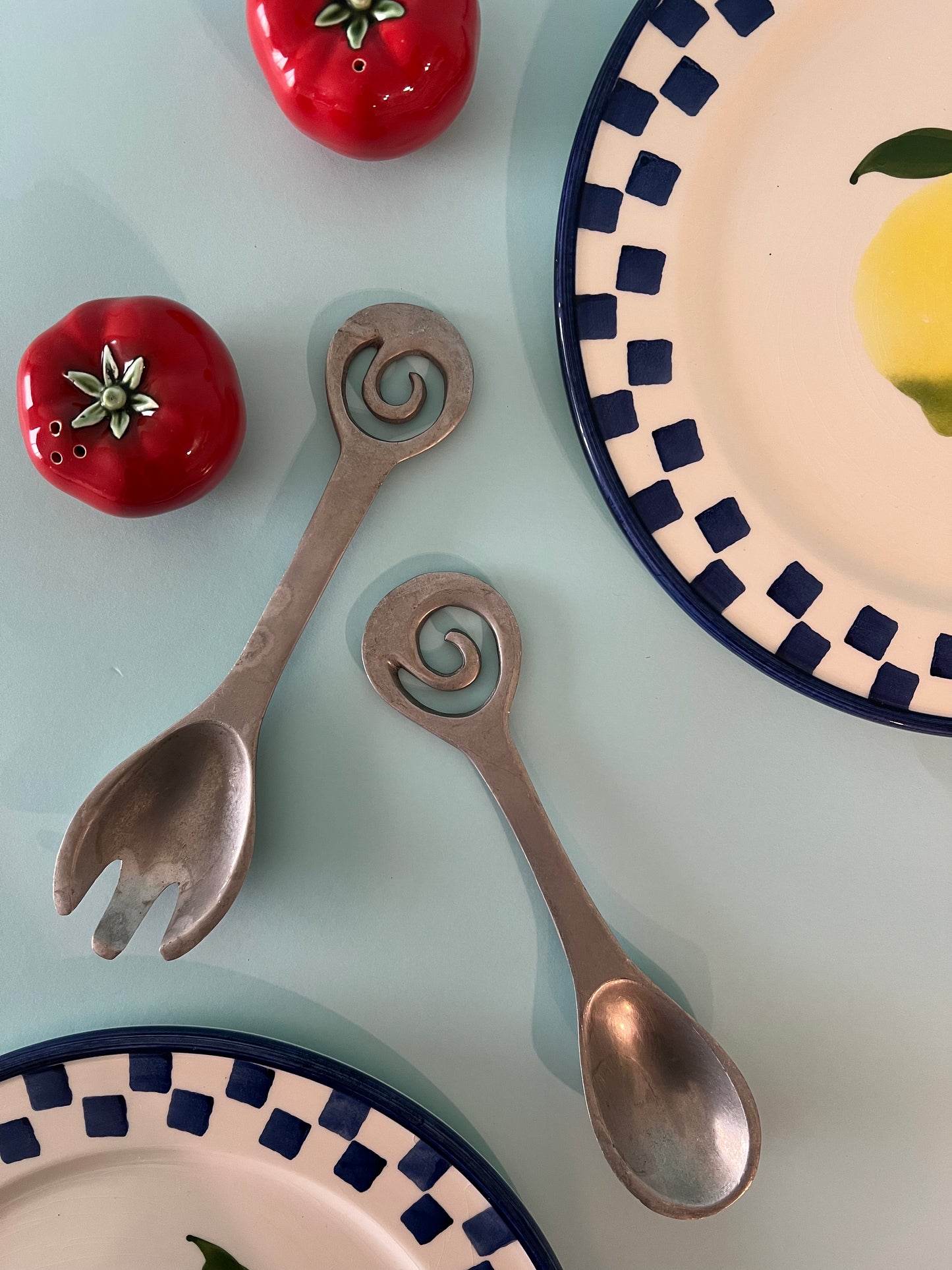 Cast Aluminium 90s Vintage salad servers