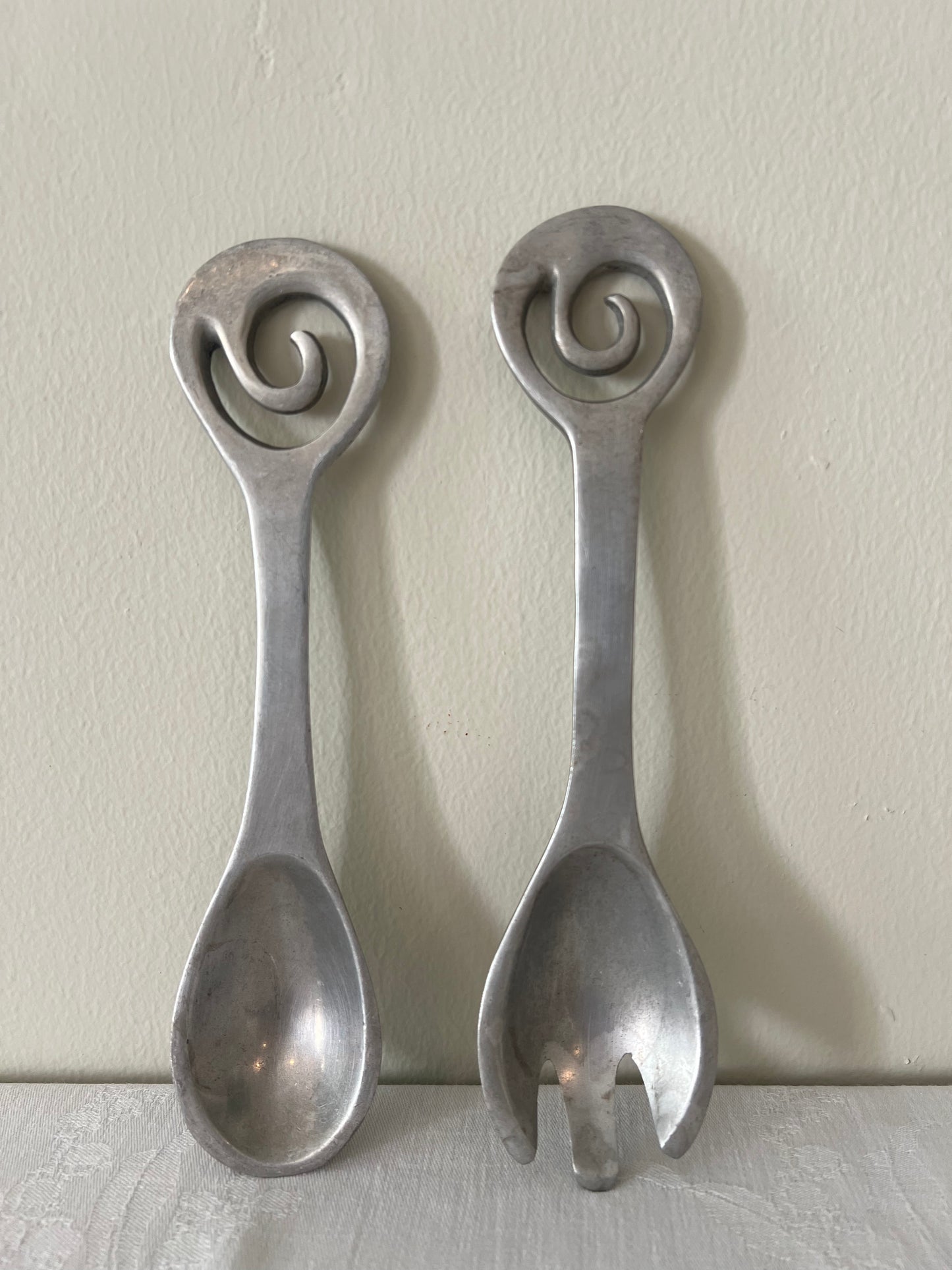 Cast Aluminium 90s Vintage salad servers