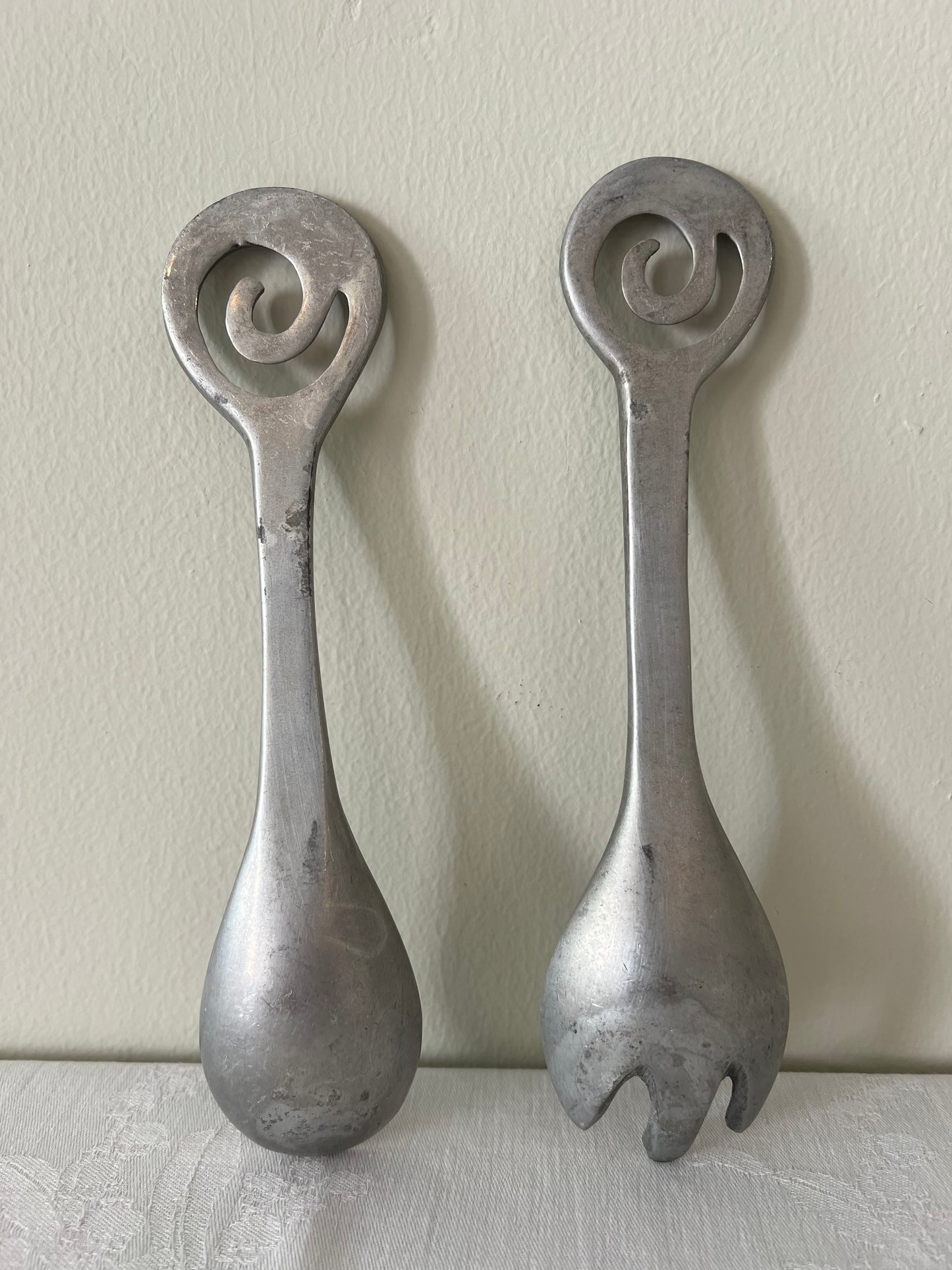 Cast Aluminium 90s Vintage salad servers