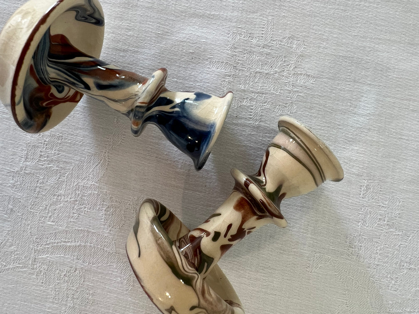 Agateware candle holders