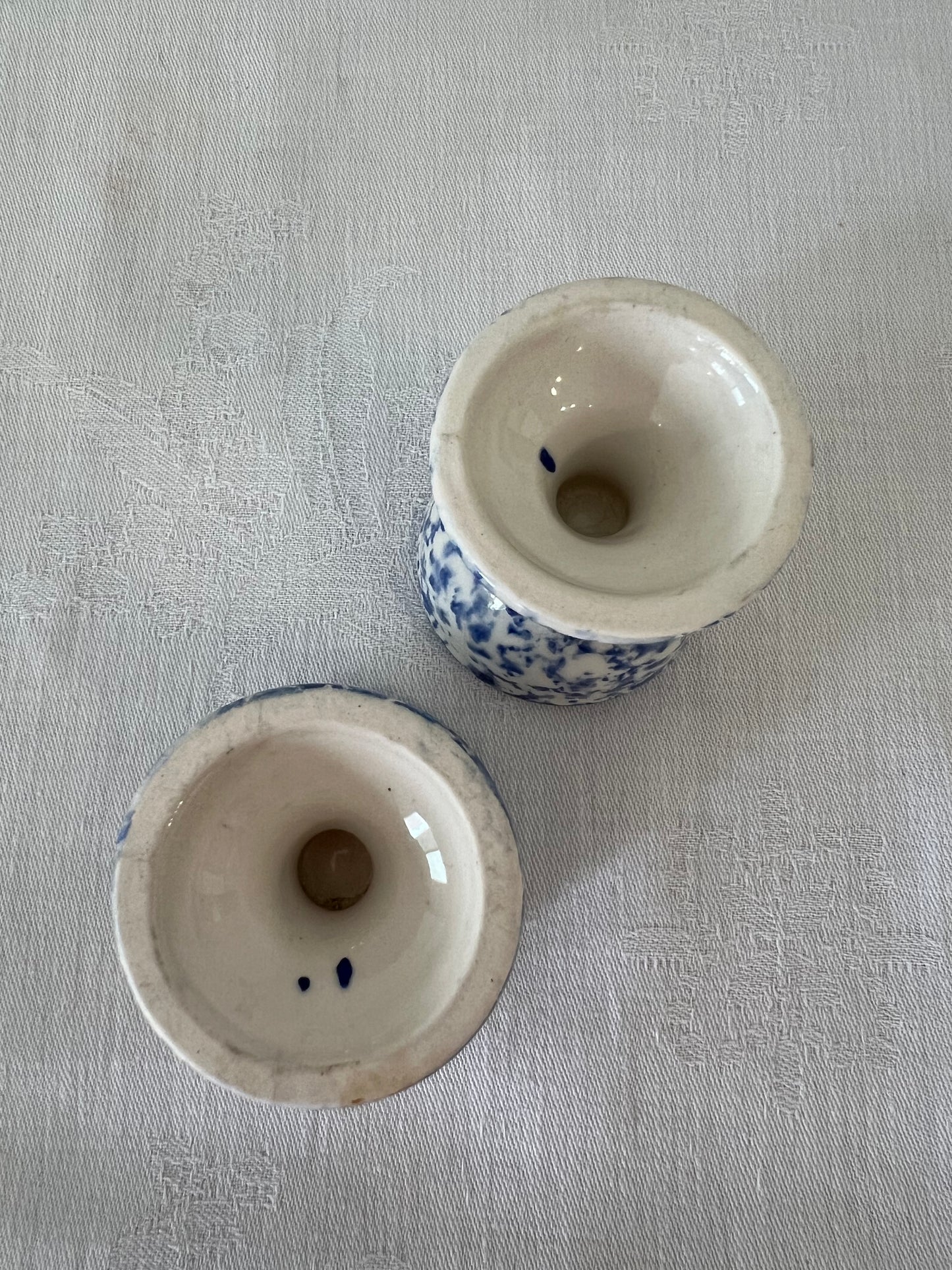 Spongeware pottery egg cups