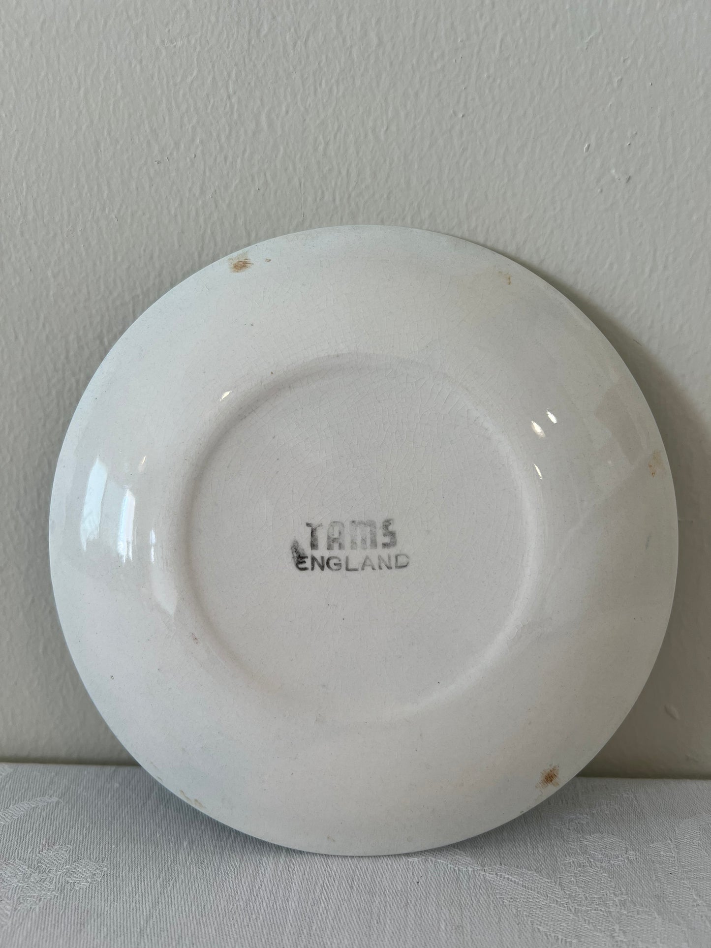 Tams pottery check plate blue