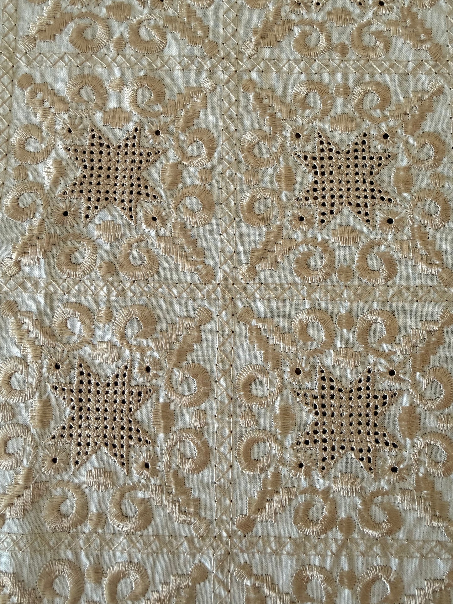 Lace edged embroidered table runner