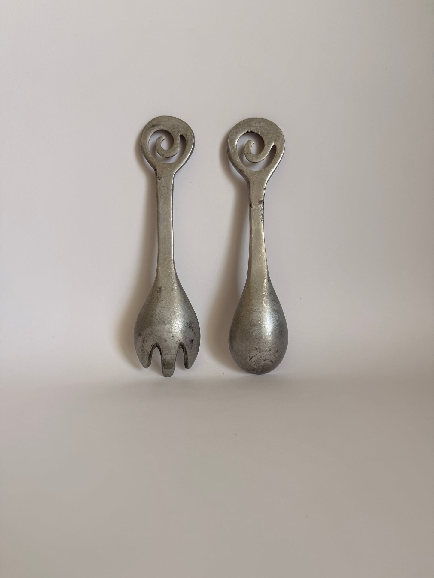 Cast Aluminium 90s Vintage salad servers