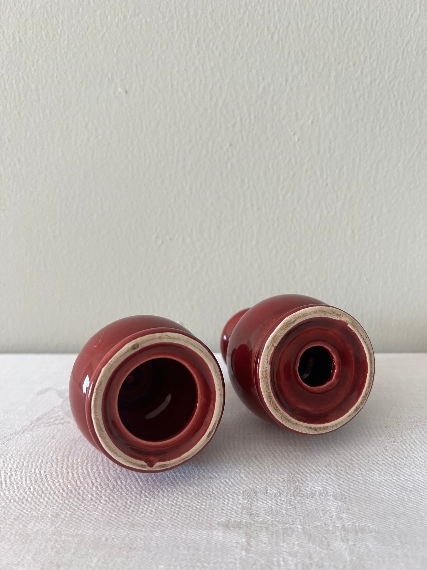 Cherry glazed candle stick holders