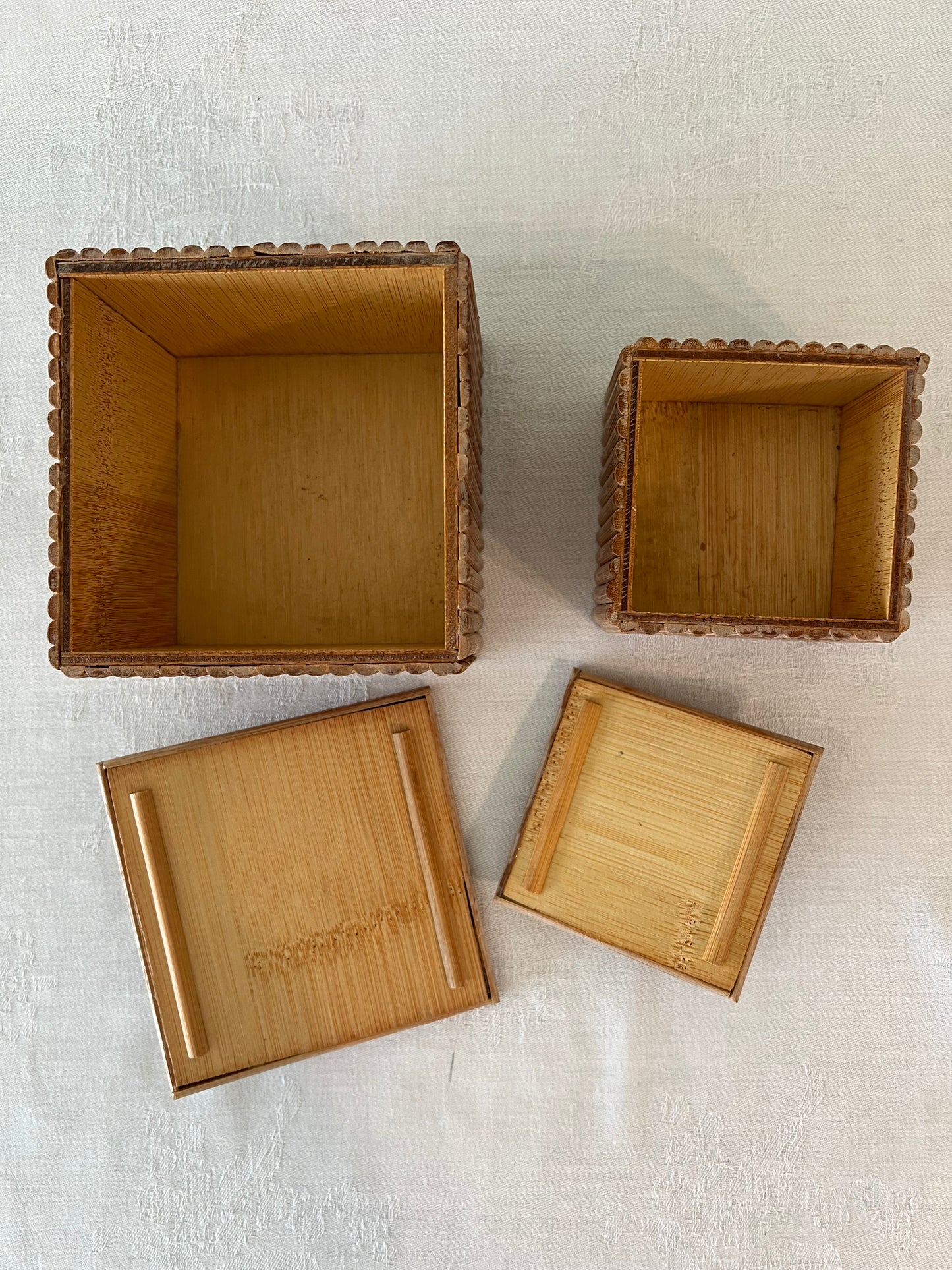 Handmade bamboo trinket boxes