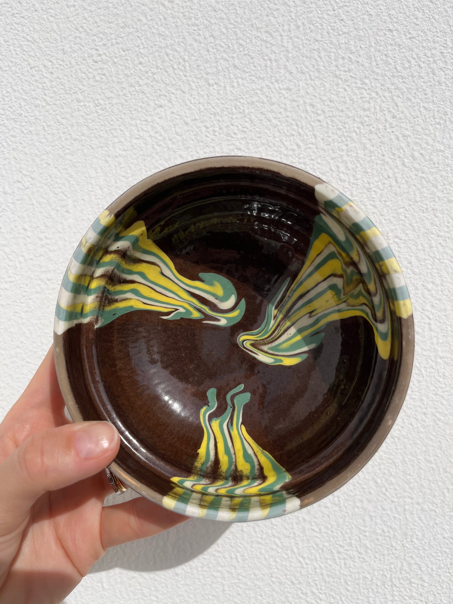Modern brown paint marbled effect bowl
