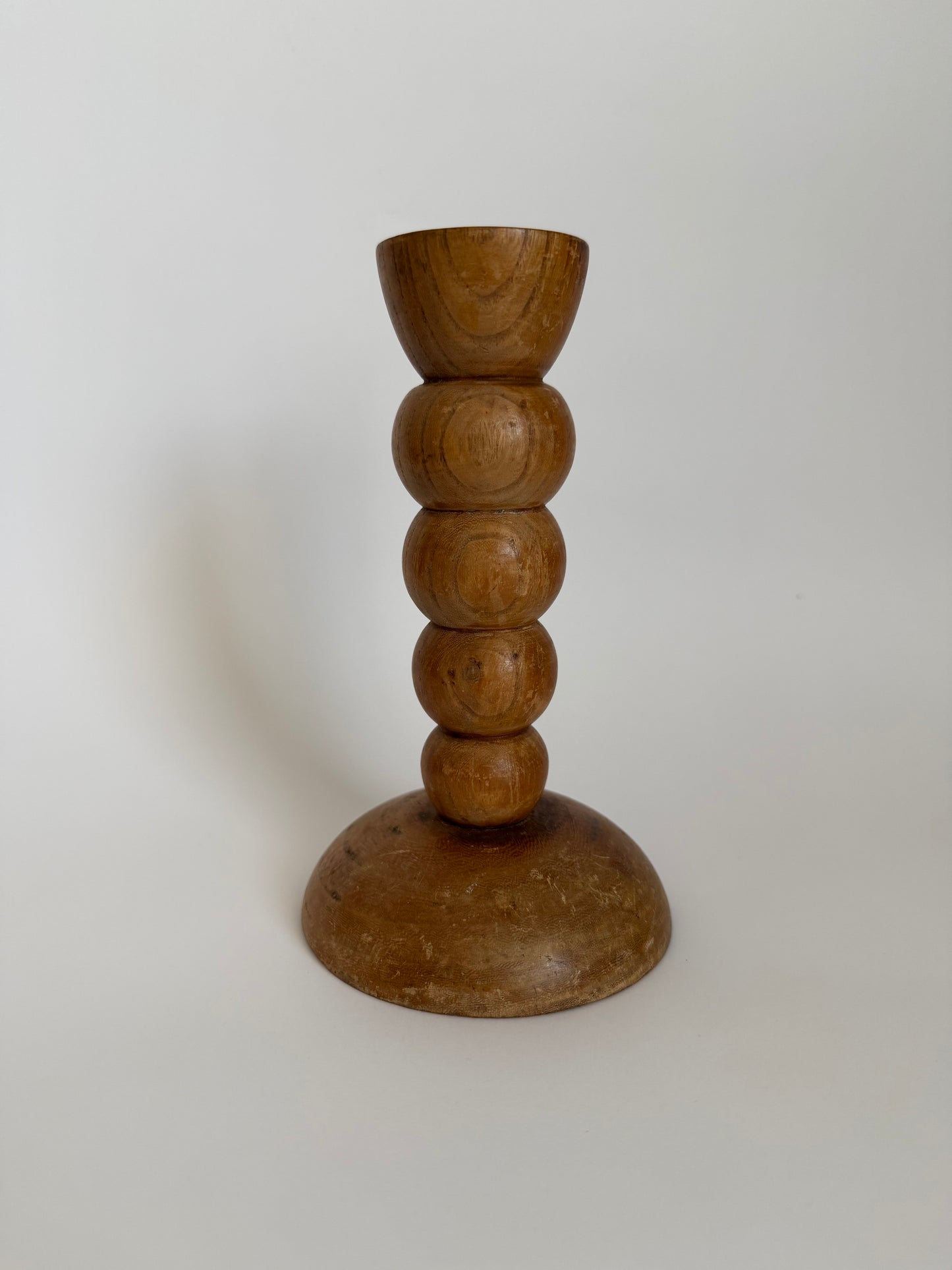 Wooden bobbin candle stick holder