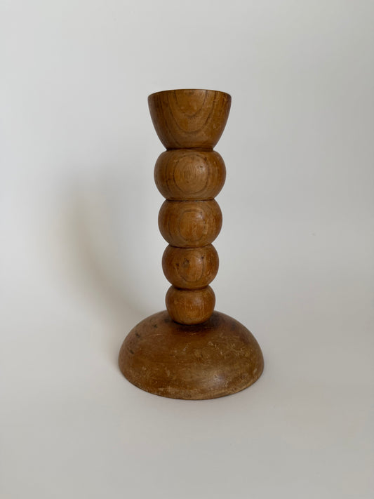 Wooden bobbin candle stick holder