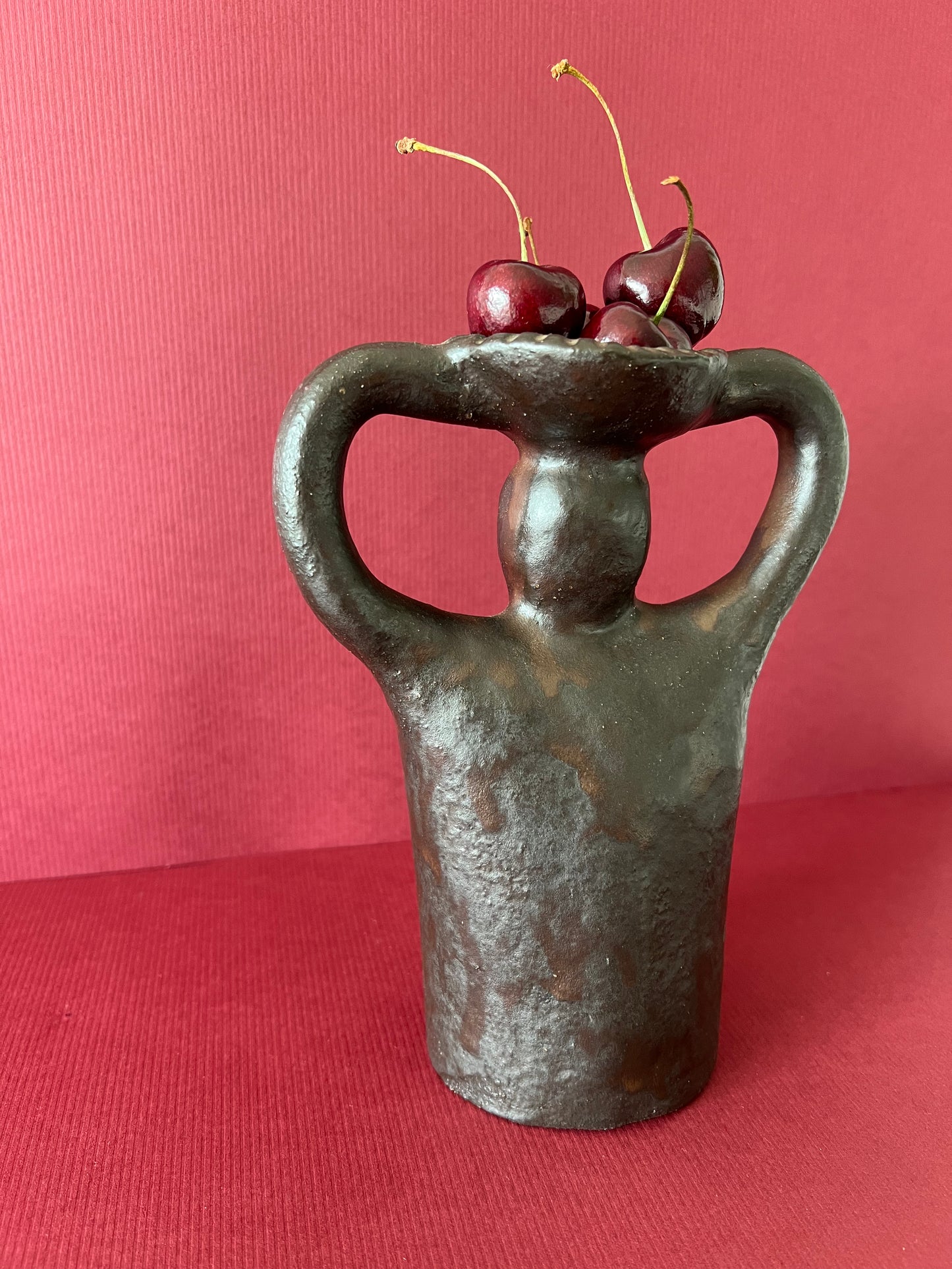 Brutalist pottery candle holder