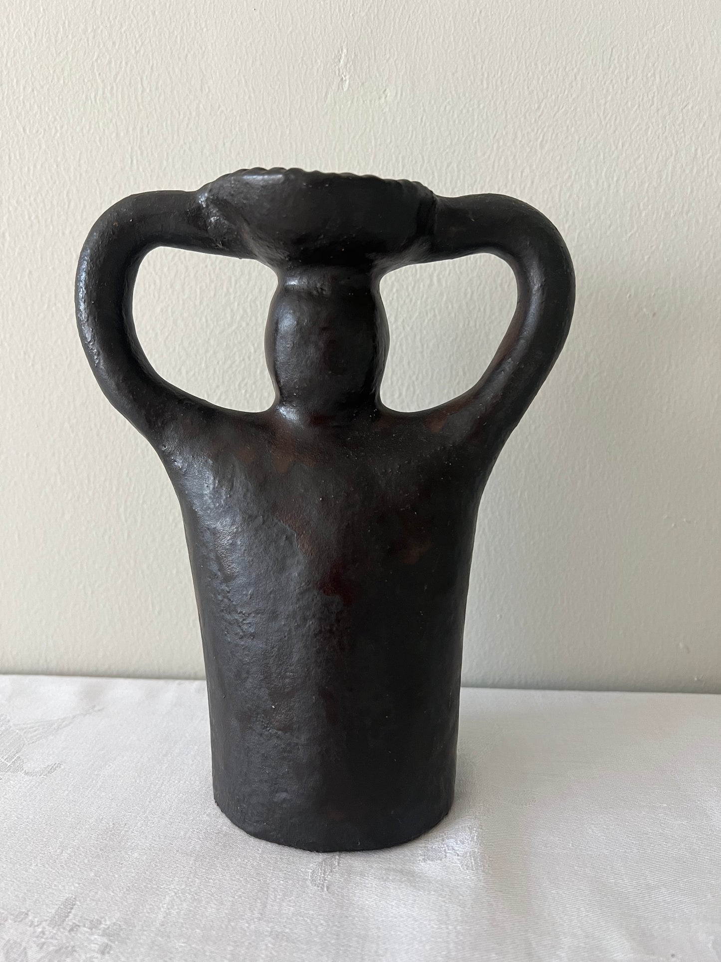 Brutalist pottery candle holder