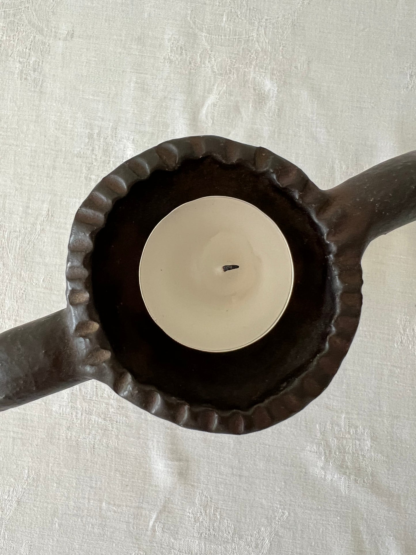 Brutalist pottery candle holder