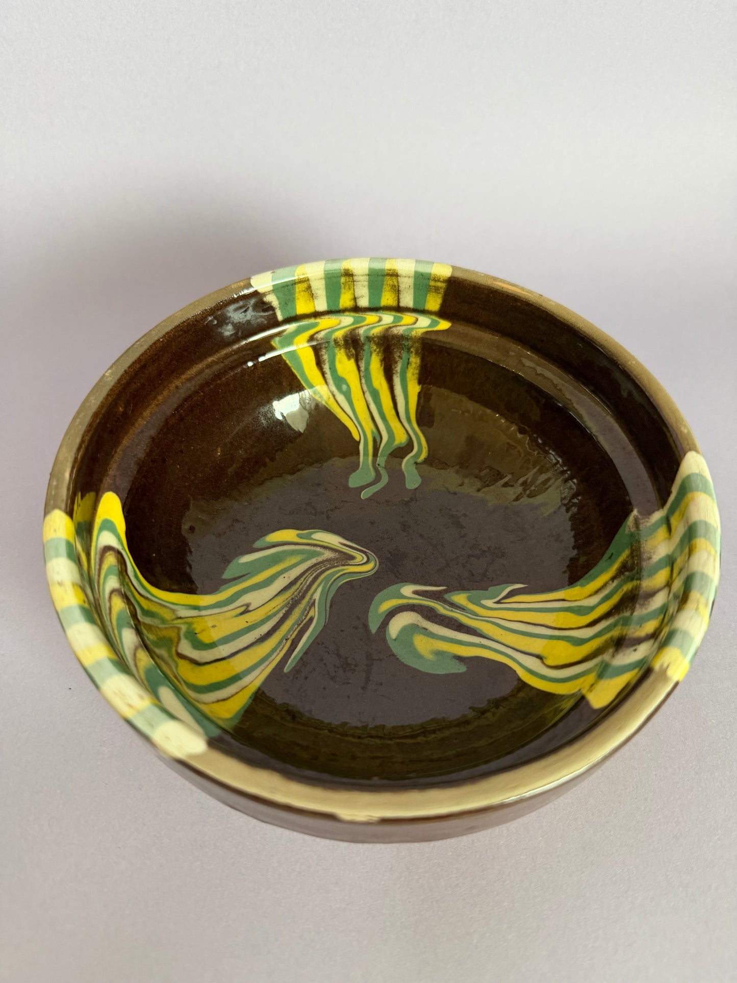 Modern brown paint marbled effect bowl