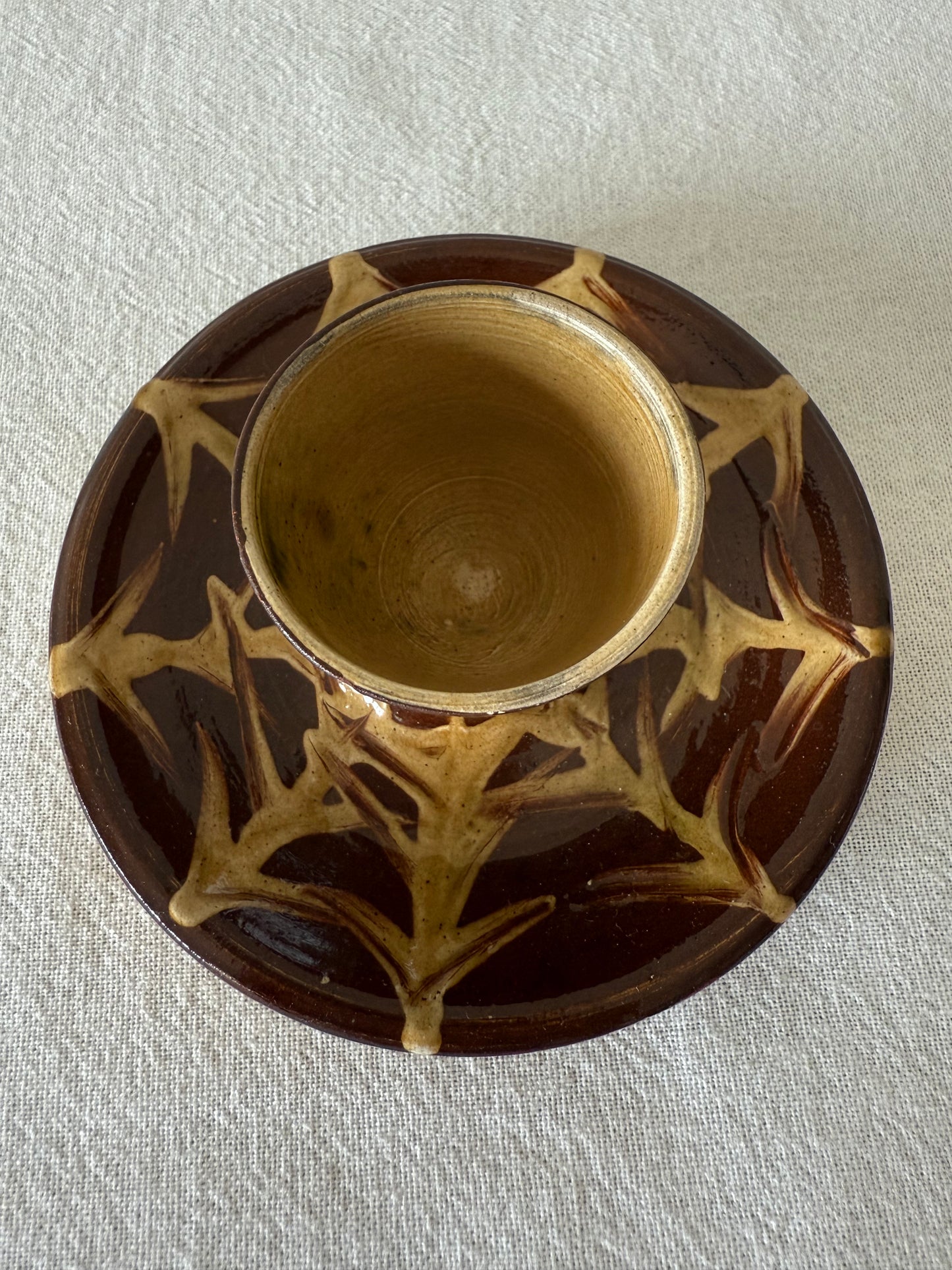 Ceramic egg cup in brown