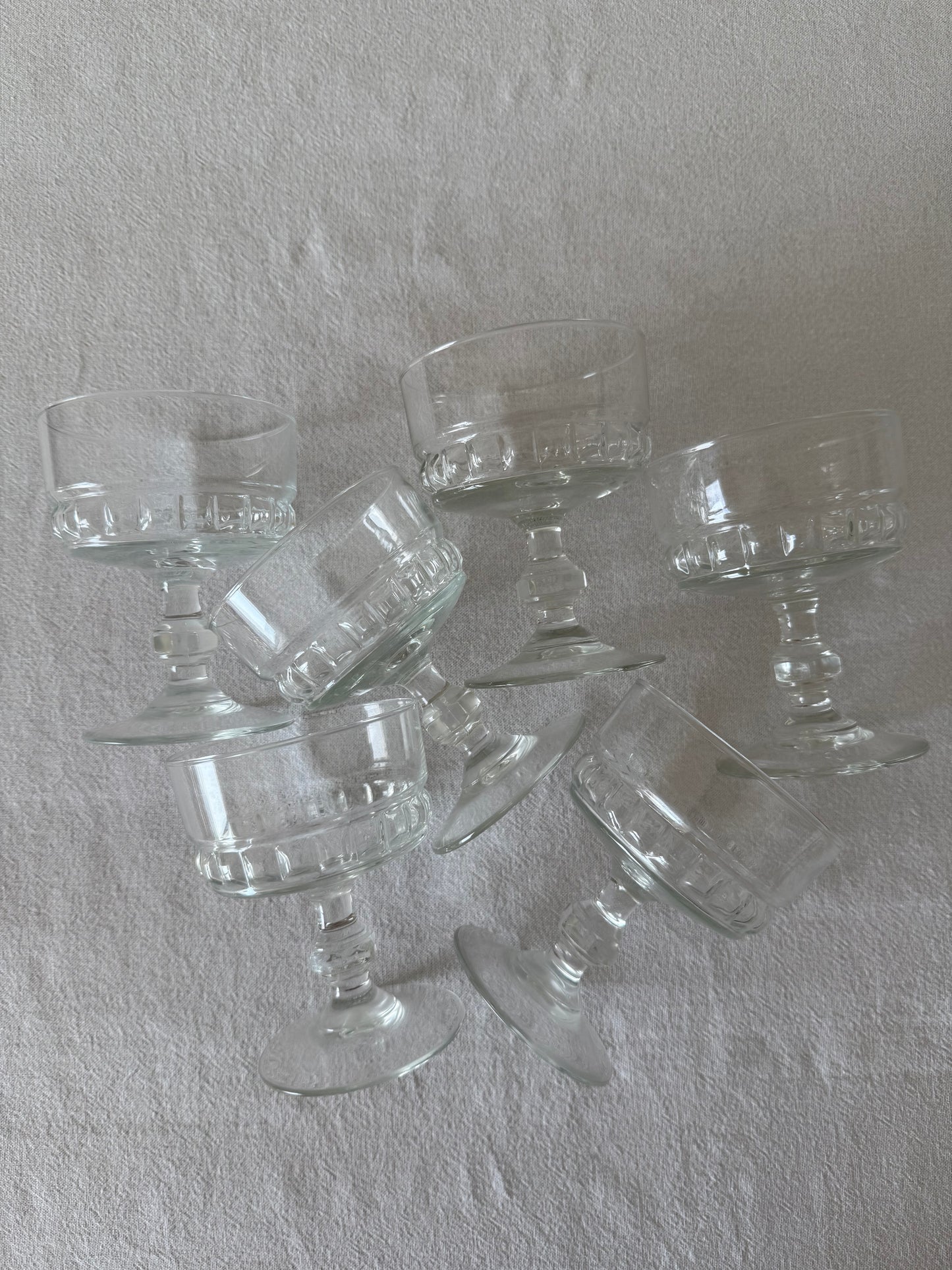 70's glass dishes set of 6