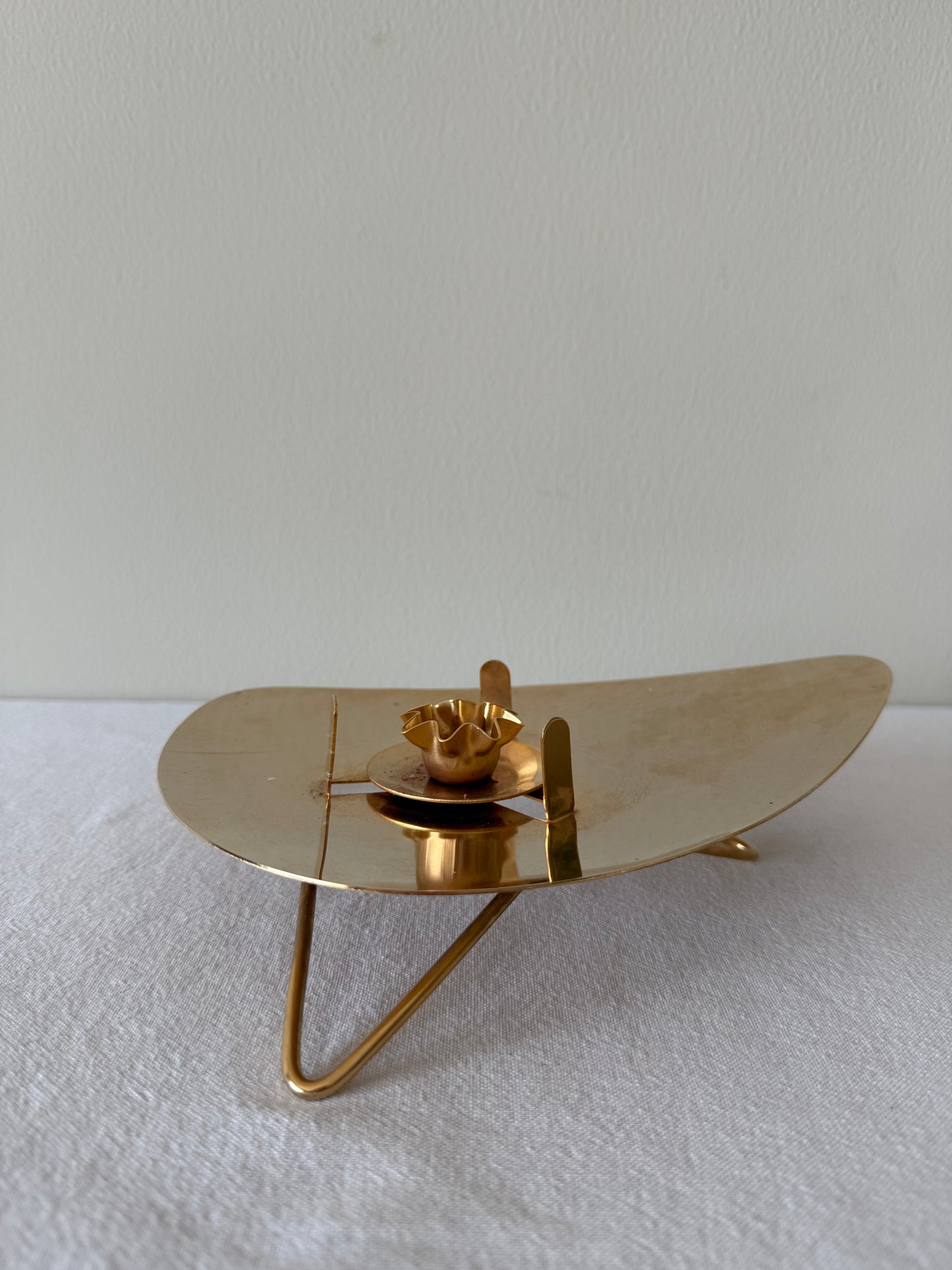 70's gold candle holder