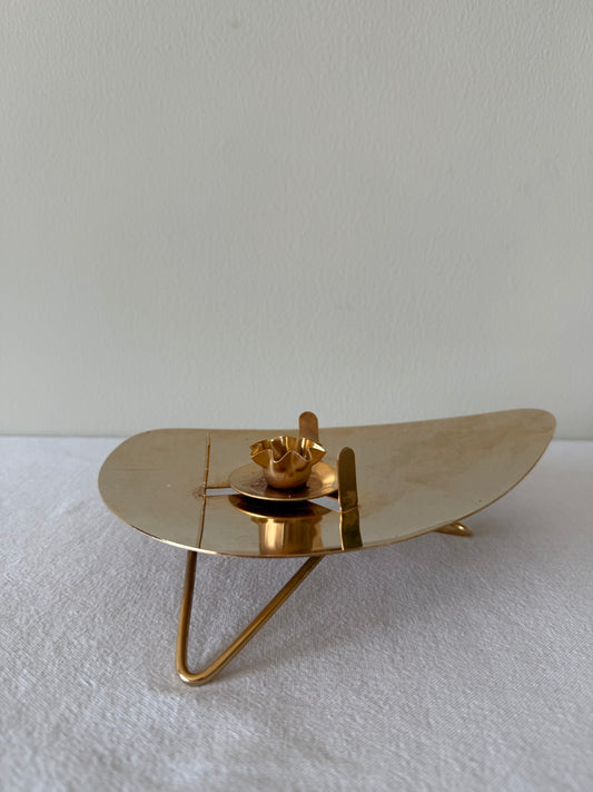 70's gold candle holder