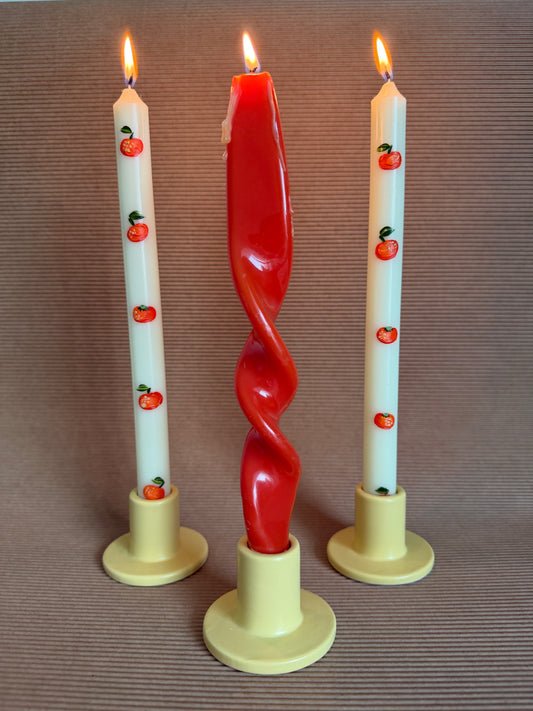 Yellow ceramic candle holders