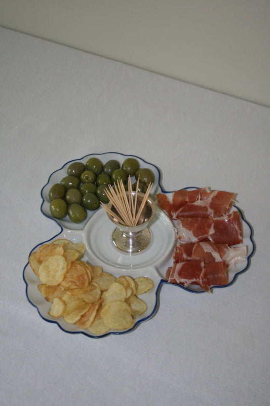 Triple shell ceramic serving dish