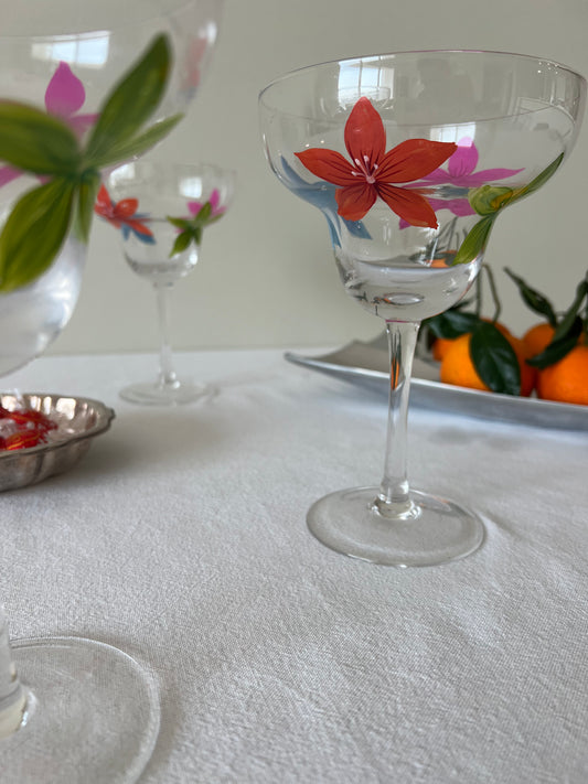 Floral painted cocktail glasses