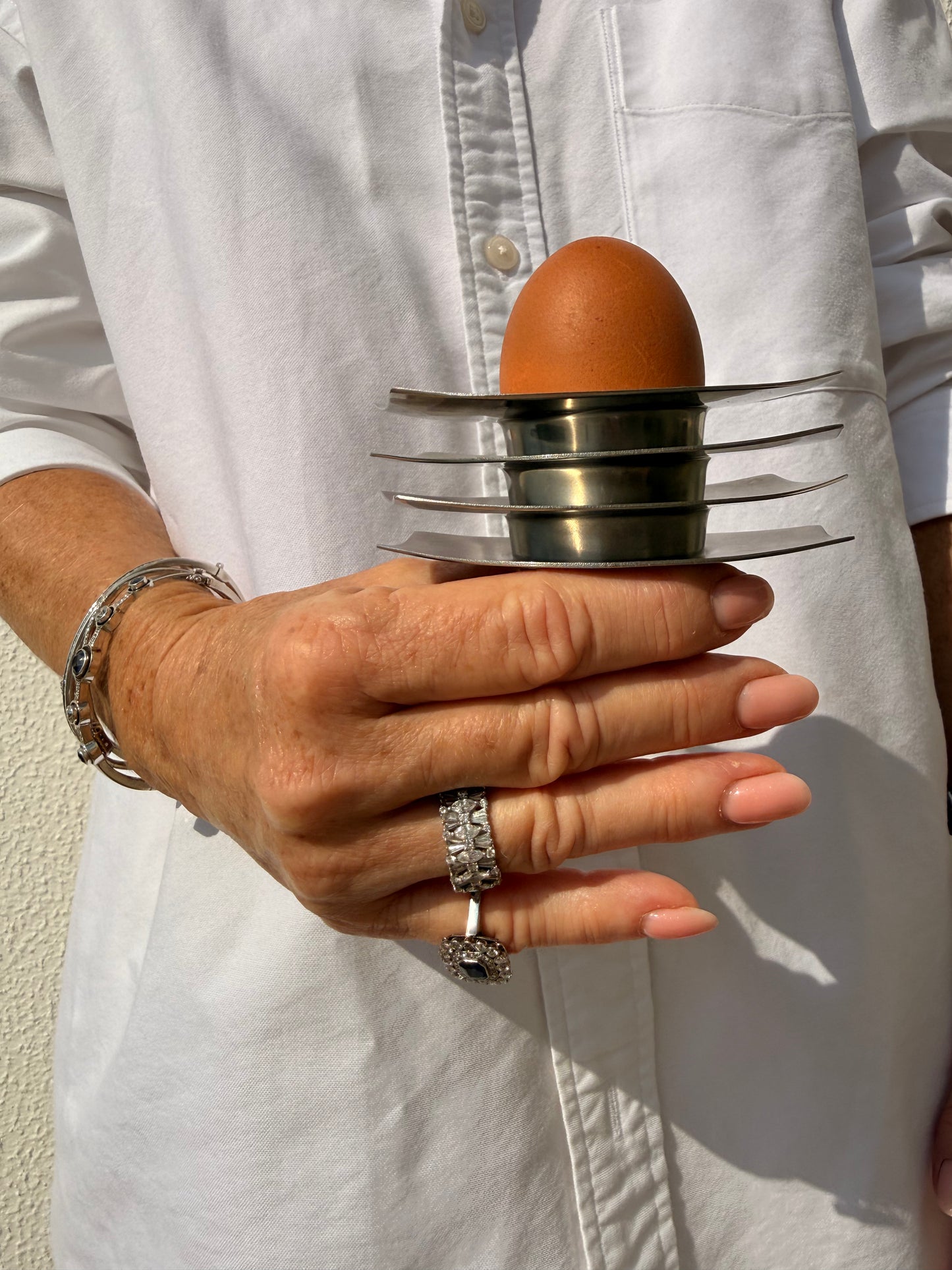 Stackable stainless steel egg cups