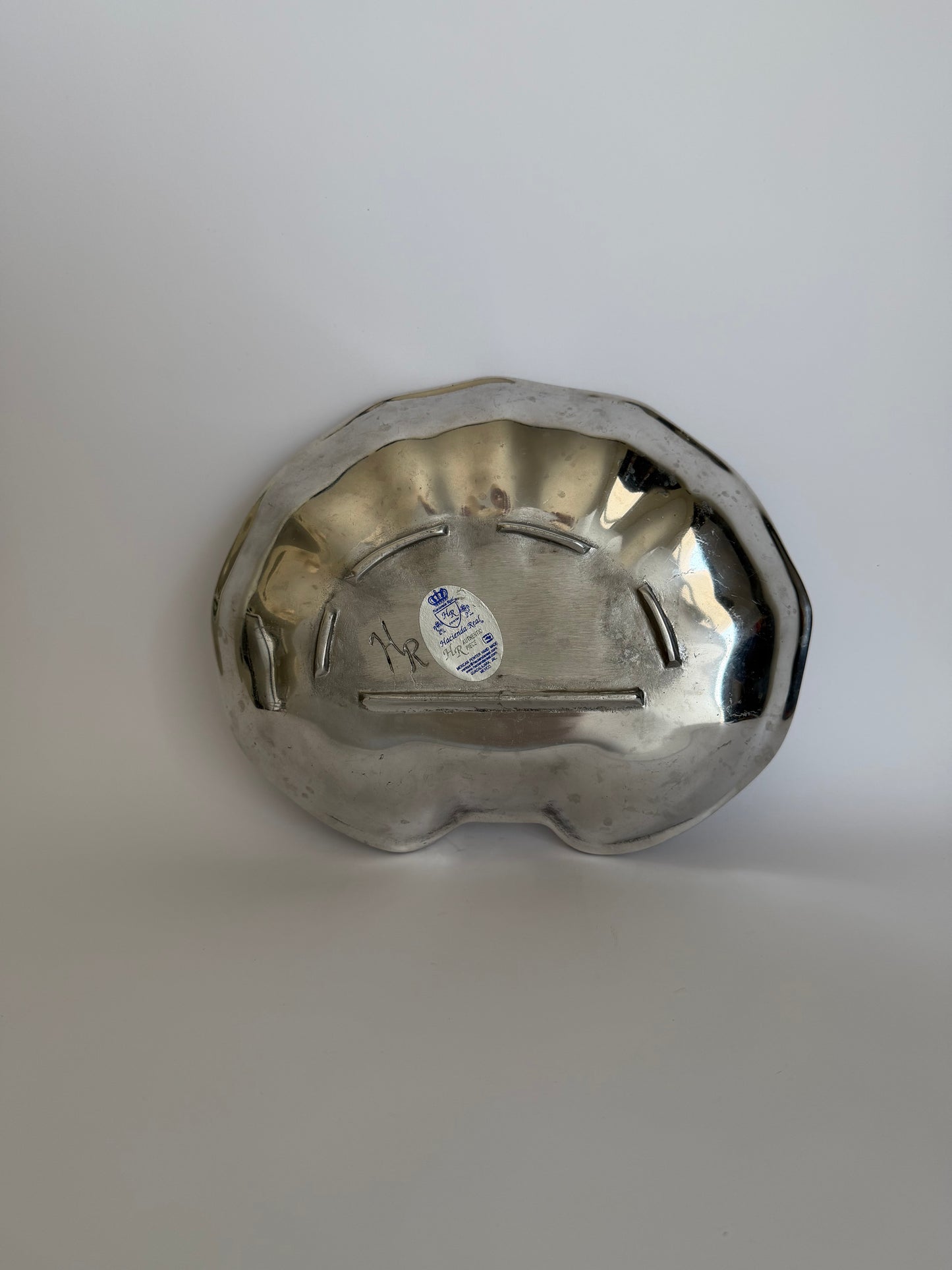 Hand made pewter shell tray
