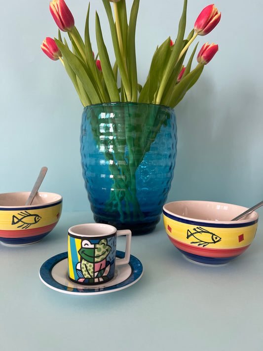 Fish print 80's bowls