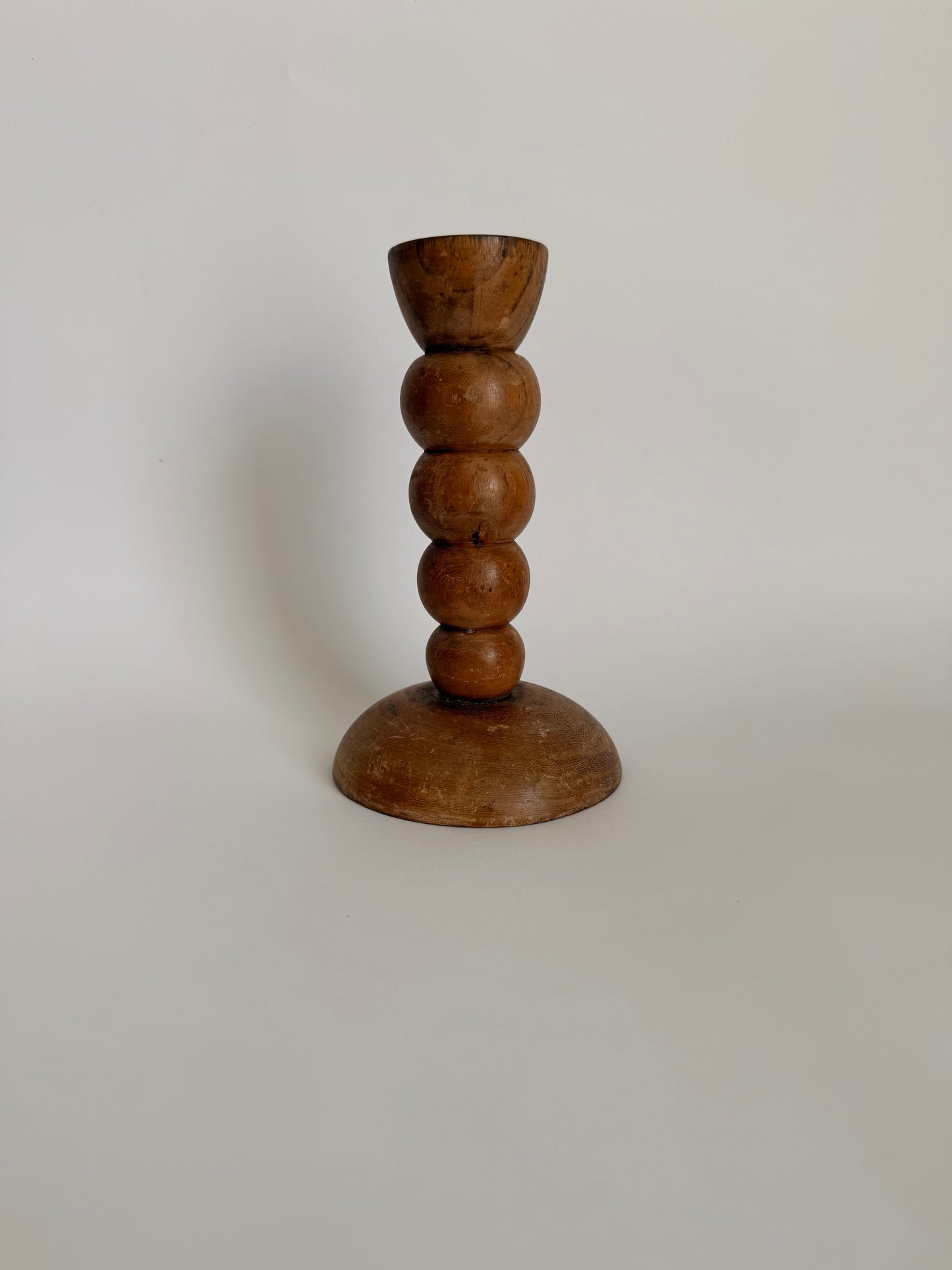 Wooden bobbin candle stick holder