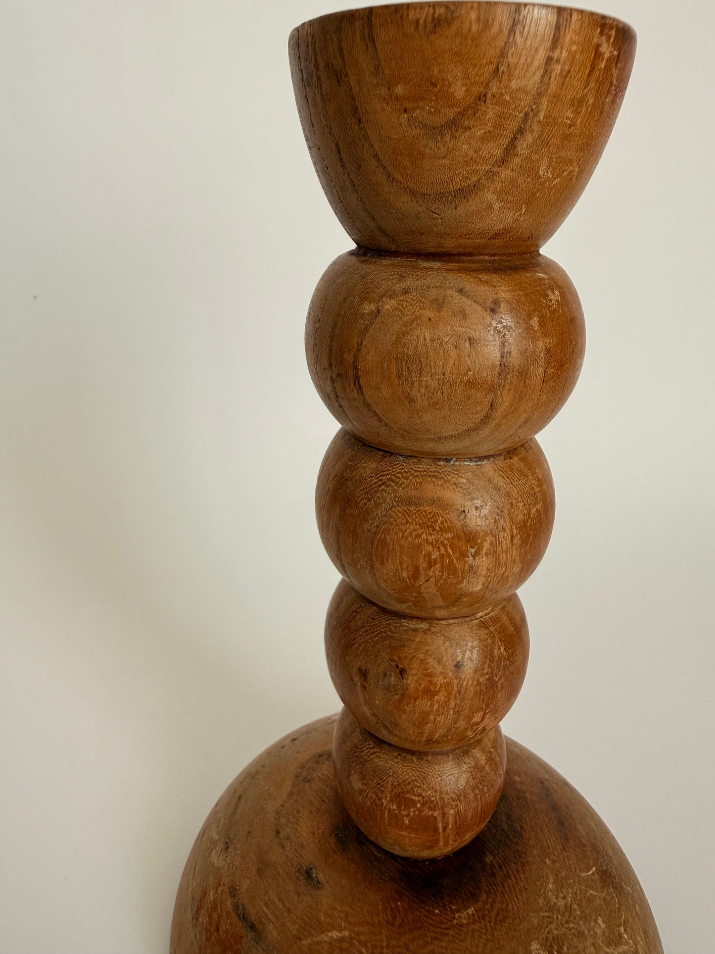 Wooden bobbin candle stick holder