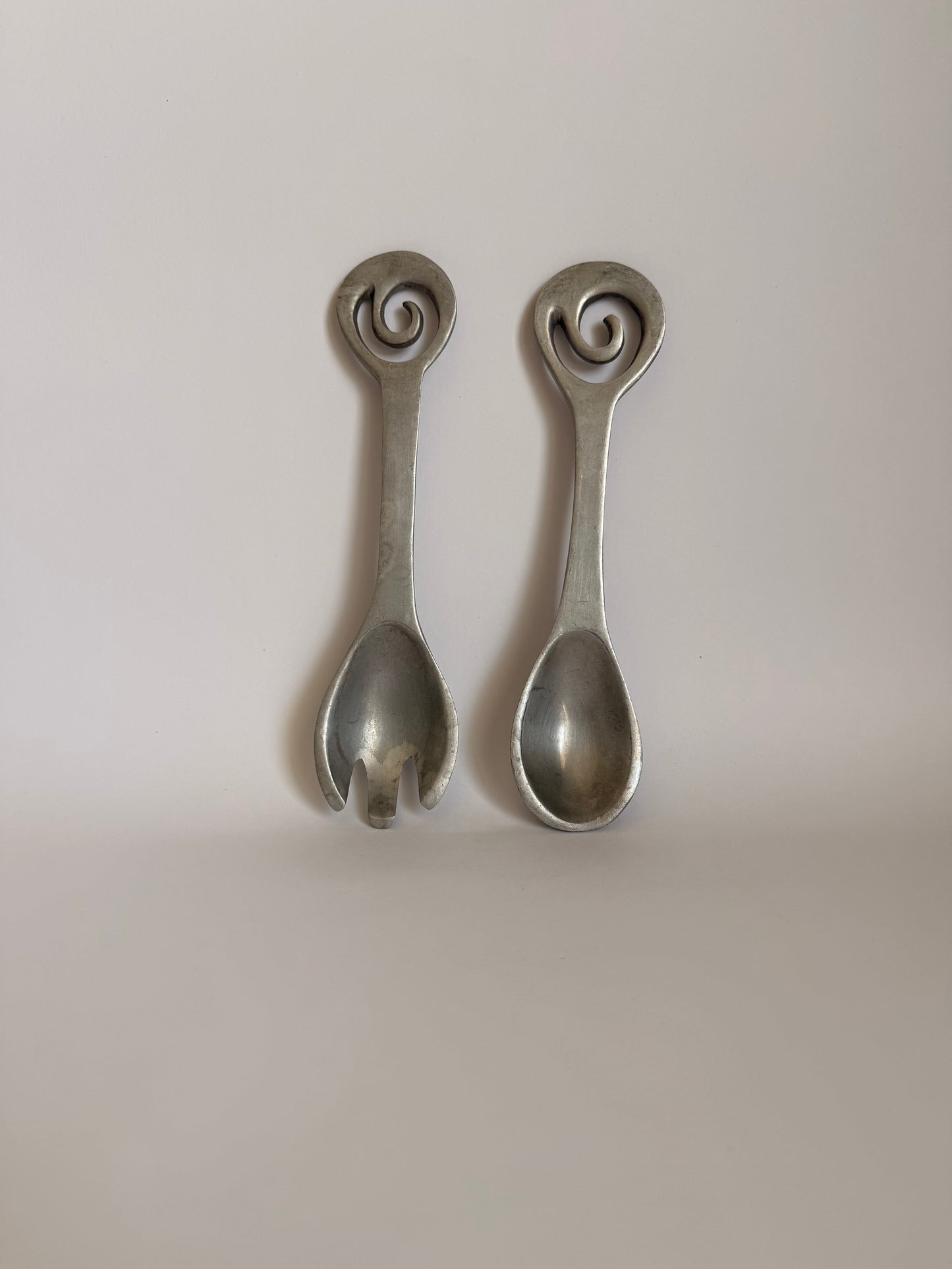 Cast Aluminium 90s Vintage salad servers