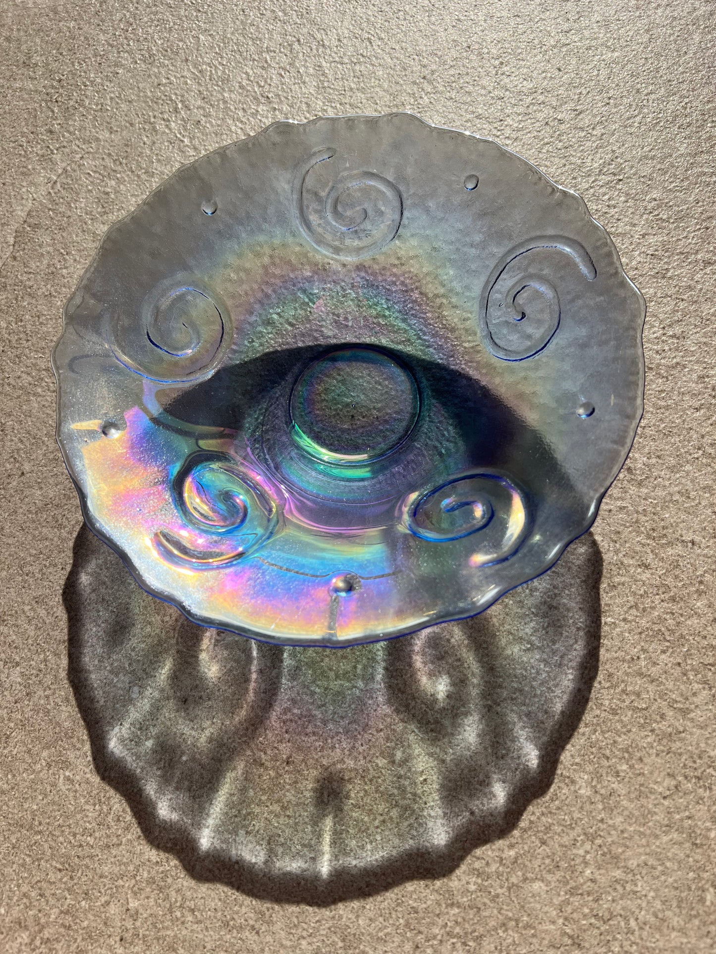 Iridescent swirl glass bowl